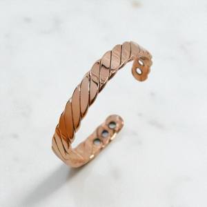 Bracelet manchette en cuivre pur: plaqué or rose et jaune, réglable - Product Image 2