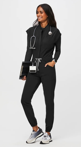 Conjunto Completo de Uniformes con Top de Manga Corta con Doble Bolsillo y Escote de Cuello Alto Seguro - Product Image 2