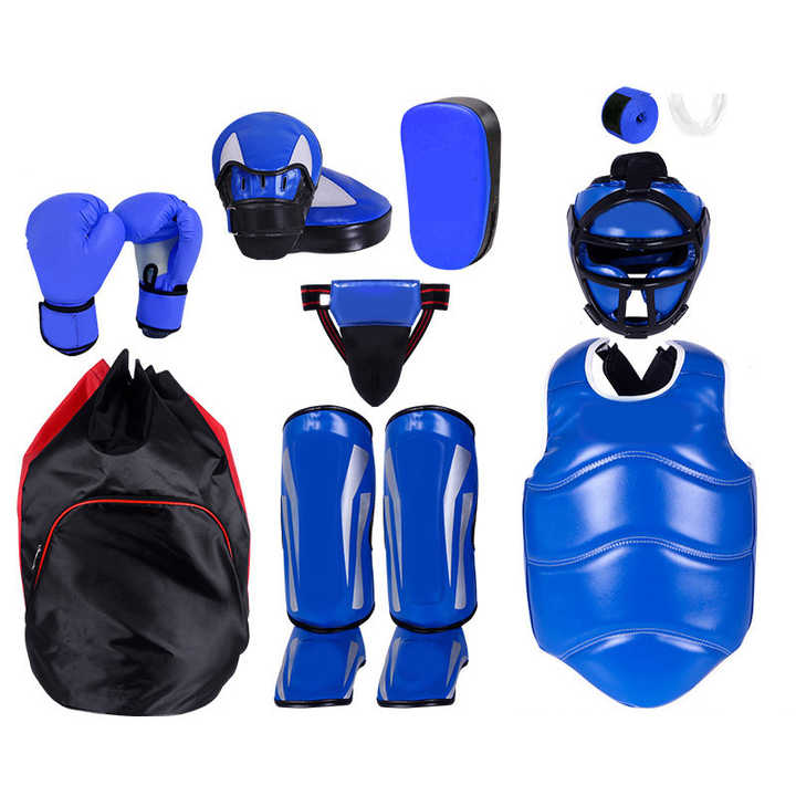 Custom PU Leather 6 Pieces Martial Arts Body Protecting Sets Kick Boxing Training Sets Professional Boxing/Sparring  Gears Sets