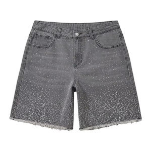 Short de haute qualité Design Short en jean avec strass pour homme Denim incrusté de diamants délavé High Street - Product Image 1