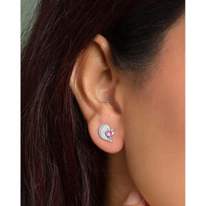 Boucles d'oreilles clous en forme de cœur et de goutte d'eau pour femme, en argent sterling 925, diamant taille princesse, or 14 carats, saphir - Product Image 4
