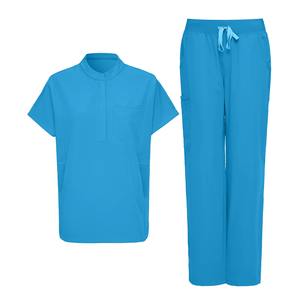 Servicio OEM tejido algodón poliéster Scrub moda cómodo personalizado Color Hospital enfermera uniforme Stand Collar Scrub Sets - Product Image 2