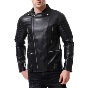 Chaqueta de cuero de otoño para hombre con cremallera múltiple Nuevo diseño de locomotora para chaqueta de motocicleta para hombre - Product Image 3