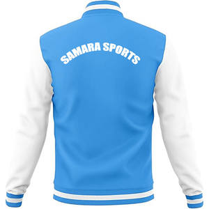 Parches bordados a rayas de otoño e invierno personalizados mangas de cuero chaquetas universitarias con letras de béisbol Vintage de lana para hombre - Product Image 3