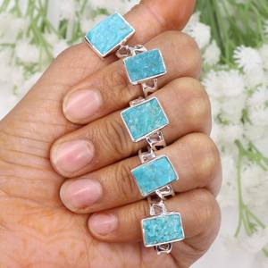 Arizona Turquoise Ring Sterling Silver Natural Raw Gemstone Birthstone Ring <b>Handmade</b> <b>Jewelry</b> for Her - Product Image 5