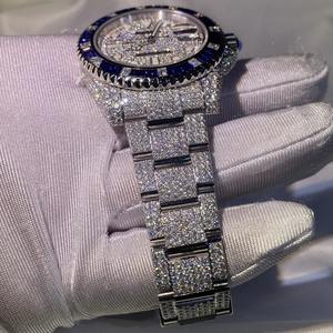 Hip Hop Stylish Men's <b>Wrist</b> Watch Moissanite Diamond VVS Clarity Quartz Movement Leather <b>Band</b>-Crafted Jewelry - Product Image 4