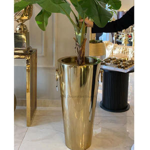 Florero decorativo de lujo, florero de flores chapado en oro brillante de aluminio para boda y decoración del suelo del hogar, jarrón de Metal - Product Image 1