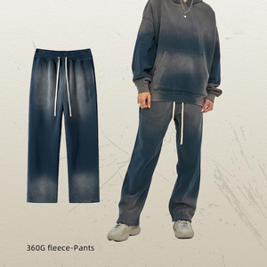 Custom logo High Quality Acid Wash <b>Jogger</b> Pants Loose Men Wide Leg Bottom Distress Pant Thick Cotton Vintage <b>Stacked</b> Sweat Pants - Product Image 4