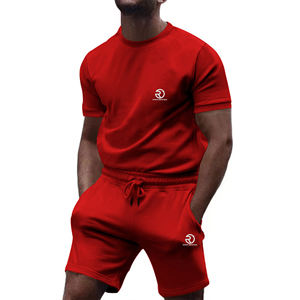 2025 unisexe personnalisé 2 pièces survêtement ensemble respirant été à manches courtes T-Shirt Shorts décontracté tissu éponge en gros pour hommes - Product Image 6