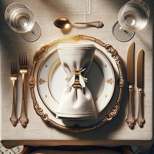 แหวนผ้าเช็ดปากรูปผึ้งสีทองแบบพรีเมี่ยมห่วงโลหะทนทานของตกแต่งโต๊ะรับประทานอาหารสุดหรูสำหรับงานแต่งงานงานเลี้ยงฉลอง - Product Image 1