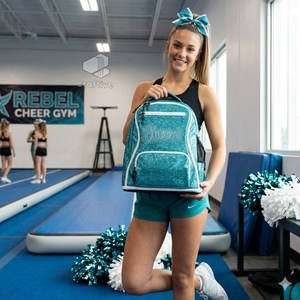 Mochila de animadora personalizada con brillantina de PU, mochila escolar brillante para niñas, mochila de práctica de animación con compartimento expandible - Product Image 6