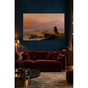 Fida Jean-Lon Grme Lion observant le coucher du soleil, impression sur toile - Product Image 3