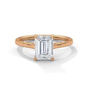 Elegante anillo de bodas de plata de ley 925 con corte esmeralda Solitaire VVS Clarity Leb Grown Diamond Joyería de tamaño personalizado - Product Image 3