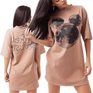 Camiseta de manga corta 100% de algodón para mujer, ropa básica lisa con estampado de logotipo personalizado en blanco, cuello redondo, de verano - Product Image 5