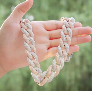 14K oro rosa Hip Hop joyería hombres grueso Miami cubano collar 28MM 24 "1kilo gramo 14K oro estilo 925 Plata cadena cubana - Product Image 6