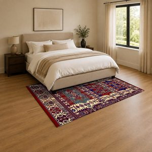 <b>RUGS</b> DEPOT LXDP-0252 Wholesale Red <b>Burgundy</b> Modern Vintage Digital Printed Machine Washable Chenille Area <b>Rug</b> Non Slip - Product Image 3