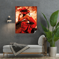 Peinture abstraite Femme Solitaire, Art mural moderne réutilisable et durable en papier multifonctionnel, adhérence électrostatique sur toutes surfaces