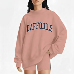 Sudadera Premium Personalizada con Logotipo, Tejida, Cuello Alto Simulado, Peso Medio, Poliéster/Algodón, Talla Grande, Estilo Relajado para Mujer - Product Image 1