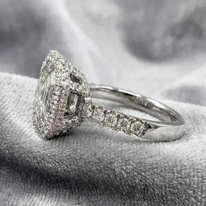 Fabricants de bijoux chinois, meilleures ventes : Bague de mariage classique en or blanc 18 carats, diamant de haute qualité taille brillant, style cluster, taille pie-cut - Product Image 2