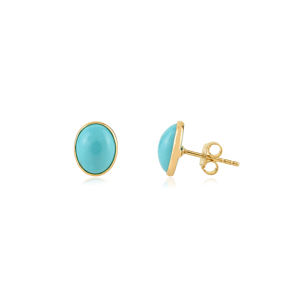 Produit à succès, boucles d'oreilles en pierre précieuse turquoise de qualité supérieure, or jaune véritable 18 carats, pierre de naissance de décembre, cadeau pour elle, bijoux - Product Image 3