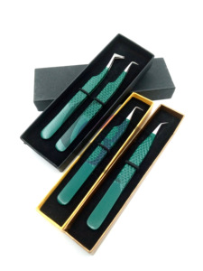 Pinzas de extensión de pestañas de diferentes estilos con recubrimiento en polvo de Calary del mejor estilo al por mayor herramientas de belleza de acero inoxidable con agarre de diamante - Product Image 5