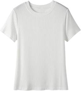 100% coton dames T-Shirts col haut couleur unie coupe ajustée femmes t-shirt décontracté court numérique uni teint Jersey avec Logo - Product Image 4