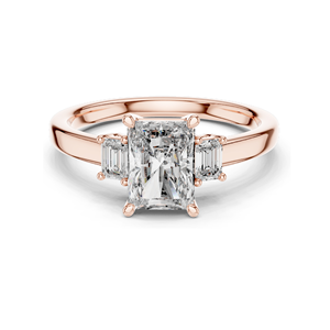 Bague de fiançailles en diamant créé en laboratoire de 1,7 ct, taille émeraude, diamants CVD VVSVS EF, or 18K, 14K, 10K et argent 925, rose - Product Image 3