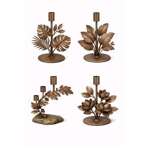 Handcrafted Metal Foliage Candle Stick Holder <b>Set</b> Antique Bronze Wedding Floral Centerpiece Modern Decorative <b>Tea</b> Light Holder - Product Image 1
