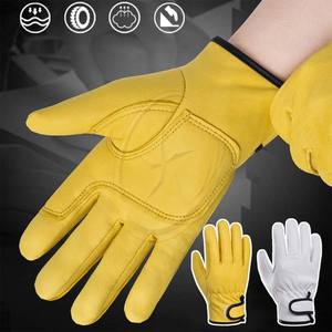 1 par de guantes de cuero genuino para montar al aire libre, artesanía antideslizante para carpintería, soldadura, jardinería de Pakistán - Product Image 5