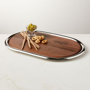 Handcrafted White Marble & Natural Mango Wood Serving Tray With Antique Brass <b>Handles</b> Round Decorative Coffee Table Tray On Sale - Product Image 3