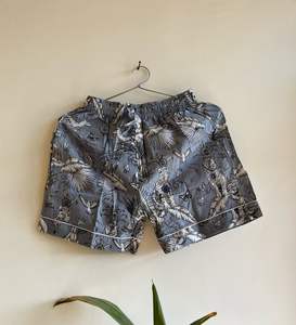 Ensemble de pyjama gris en coton biologique imprimé de blocs pour femmes Short respirant imprimé animal sexy Costume de nuit doux-Vêtements de nuit grande taille - Product Image 3