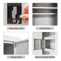Armoire en acier à double porte avec miroir, armoire de rangement pour vestiaire avec serrure, organisateur de vêtements grande capacité pour le personnel