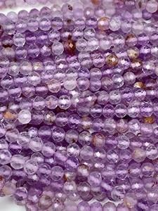 Grade AA Genuine Natural <b>Purple</b> Brown Super Crystal Phantom Amethyst Cacoxenite Quartz Faceted Beads 15.5" Strand 3-4mm - Product Image 5