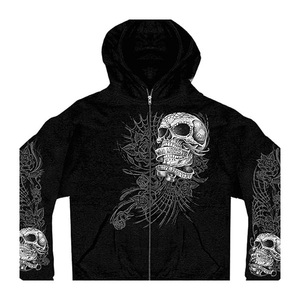 Sudadera con capucha gráfica con estampado de Calavera, sudaderas gráficas de calle para hombre, sudadera con cremallera de algodón 100%, Tops informales para hombre - Product Image 1