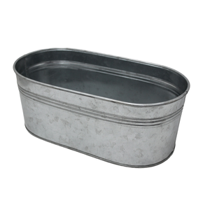 Jardinière ovale en fer décoratif de jardin de couleur grise gravée de taille moyenne pour la décoration de jardin et de maison - Product Image 1