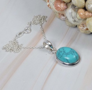 December MONTH พลอยทองแดงสีฟ้าเทอร์ควอยซ์925เงินสเตอร์ลิงอัญมณีธรรมชาติจี้ทำด้วยมือของขวัญเครื่องประดับสำหรับเธอ - Product Image 4