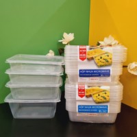 Livraison rapide 34oz Rectangle Forme PP Récipient Alimentaire En Plastique avec Couvercle À Emporter Boîte D'emballage Transparent clair Micro-ondes
