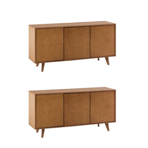 Gabinete de madera simple de estilo europeo, soporte de TV anti-caída con 3 armarios grandes con espacio de almacenamiento sólido directo de fábrica - Product Image 2