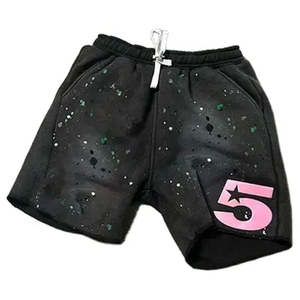 <b>Men's</b> 100% Cotton French Terry Sweat <b>Shorts</b> High Street Style Customizable Mid Waist Acid Wash Design 5 Inch Inseam Breathable - Product Image 5