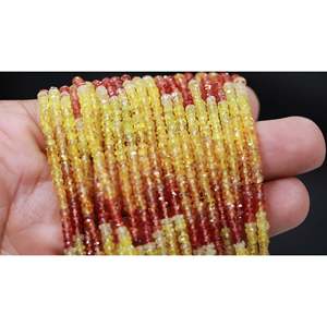Perles de saphir ombré de haute qualité, pierres précieuses naturelles jaunes facettées en rondelles, pierres précieuses en vrac - Product Image 2