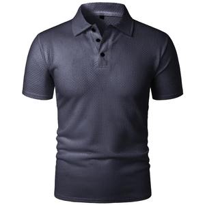 T-shirts polo à manches courtes pour homme, surdimensionné, léger, respirant, couleur unie, tissu tricoté imprimé, nouveauté décontractée - Product Image 2