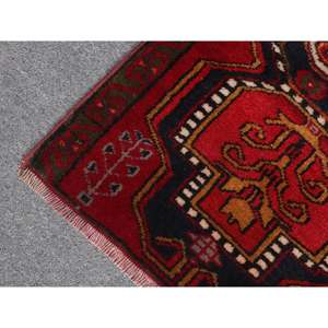 พรมตุรกีขนาด 1.5x2.7 ฟุต พรมโบราณขนาดเล็ก พรมลายปะติดสีแดงน้ำเงิน - Product Image 5