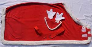 แผ่นผ้าห่มพรมฟลีซคริสต์มาสสําหรับม้าสวมเครื่องแต่งกายแฟนซีพร้อมฝาครอบหู - Product Image 6