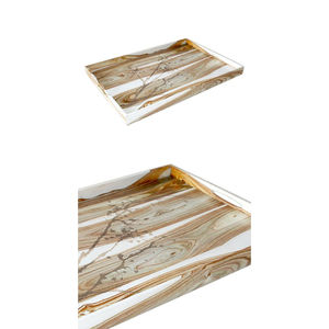 Bandeja de madera de gran tamaño personalizada de diseño clásico con asas de metal para bandeja de té y café de Indian Metal World - Product Image 4