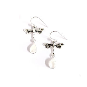 Sterling Silver Handmade Moonstone Butterfly Drop Earrings Women's E0435 Daily Wear Bezel Setting Wholesale - Product Image 1