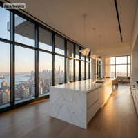 Fenêtres panoramiques, grandes fenêtres en verre, insonorisées, cadre en aluminium, fenêtre fixe du sol au plafond pour projet de villa