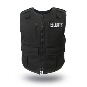 Gilet de sécurité réfléchissant en Polyester, gilet de sécurité tactique noir multi-poches, fermeture à glissière fonctionnelle