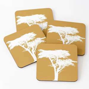 New Design <b>Wood</b> Coasters with Printed <b>Tea</b> Serving Coasters 4 Pieces <b>Set</b> Home and Kitchen Hot Selling Slate Coasters - Product Image 4