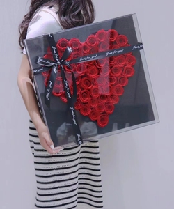 New Product 2023 Valentine day Gifts preserved roses acrylic box eternal long lasting flower box with heart shape box