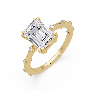 Bagues de fiançailles personnalisées en or jaune 14 carats avec diamant de laboratoire taille émeraude, certifiées IGI, solitaires, pour mariage, pour femmes - Product Image 3